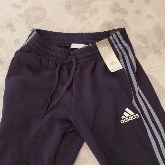 Adidas Essentials Melange French Terry Sweatpants Two Colour Navy/Light Blue - Picture 2 of 4